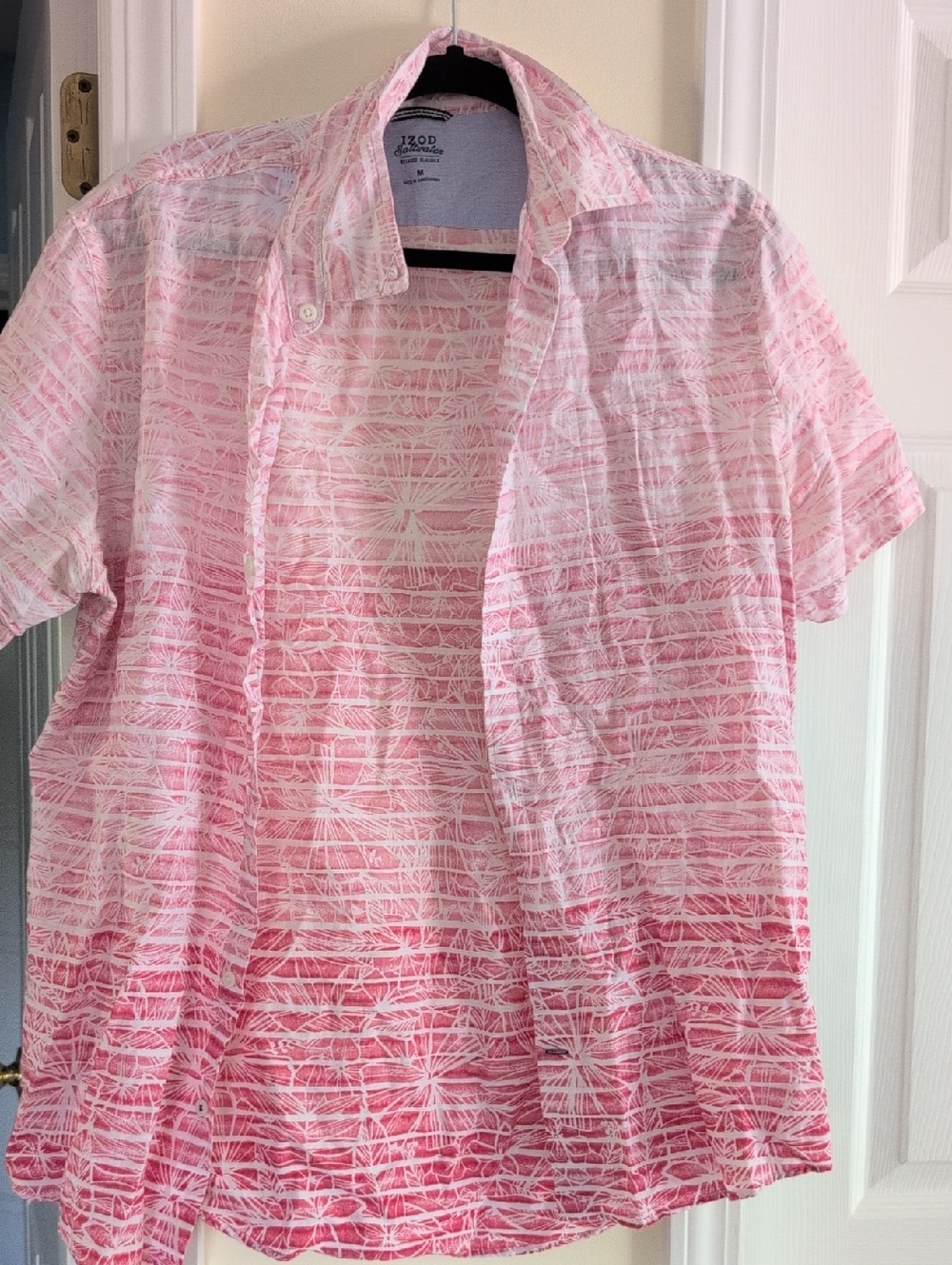 IZOD Softwater Men's Shirt - Pastel Pink & White
